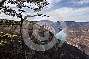 Viewpoint Banjska rock at Tara mountain looking down to Canyon of Drina river, west Serbia