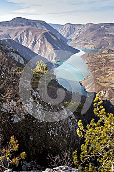 Viewpoint Banjska rock at Tara mountain looking down to Canyon of Drina river, west Serbia