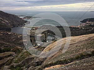 Viewpoint of Ezaro on a rocky ledge near the waterfall of the river Xallas, Santa UxÃ­a, CoruÃ±a