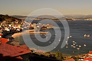 Viewpoint of Granxa to the Pontevedra estuary with the island of Tambo and the town of RaxÃÂ³, Galicia photo