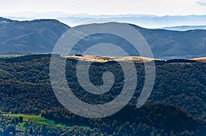 Viewpoint on a landscape of mount Bobija, peaks, hills, meadows and green forests