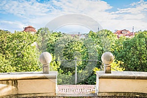The viewpoint Masaryk view Masarykova vyhlÃ­dka in the area of Prague Castle in summer
