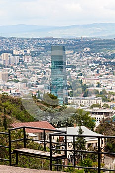 viewpoint on Mount Mtatsminda and view of Tbilisi