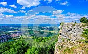 Viewpoint on mountain breitenstein with a great view to Landscape of Swabian Alb, Ochsenwang, Stuttgart, Germany