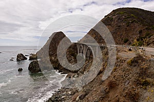 Viewpoint next to the Big Creek Bridge in Big Sur, California, USA.