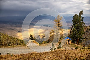 Viewpoint on old rural road to a mountain pass