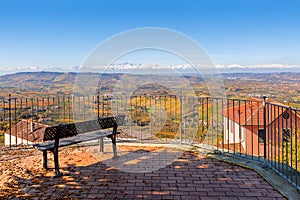 Viewpoint over hills of Langhe in Italy.