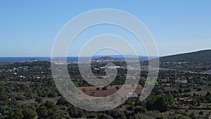 Viewpoint Round steel dome from triangles ibiza. Lovely aerial view flight drone