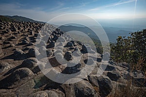 Viewpoint at stones mountain peak or Lan Hin Poom, Phu Hin Rong Kla National Park in Phitsanulok province, Thailand