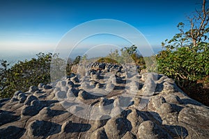 Viewpoint at stones mountain peak or Lan Hin Poom, Phu Hin Rong Kla National Park in Phitsanulok province, Thailand