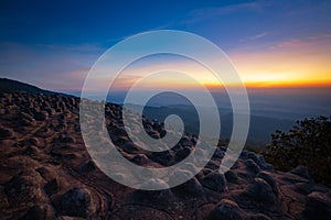 Viewpoint at stones mountain peak or Lan Hin Poom, Phu Hin Rong Kla National Park in Phitsanulok province, Thailand