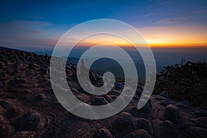 Viewpoint at stones mountain peak or Lan Hin Poom, Phu Hin Rong Kla National Park in Phitsanulok province, Thailand