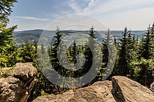 Viewpoint at Studeny mountain in Orlicke mountains, Czech Republ