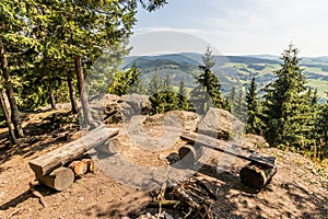 Viewpoint at Studeny mountain in Orlicke mountains, Czech Republ