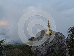 A viewpoint for sunset on the top of the hill where the pagoda is located