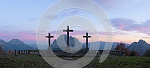 Viewpoint of the three crosses in the Natural Park of Urkiola, Bizkaia, Euskadi