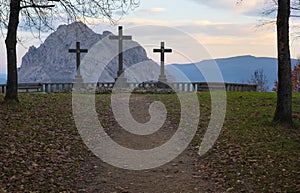 Viewpoint of the three crosses in the Natural Park of Urkiola, Bizkaia, Euskadi