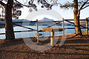 Viewpoint to a Reservoir with stone Table and Chair