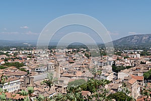 Viewpoint top aerial view Cavaillon town with mountain background in Provence France