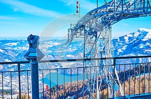 The viewpoint on top of Zwolferhorn, St Gilgen, Salzkammergut, Austria