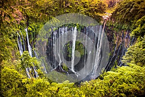 Viewpoint at the Tumpak Sewu Falls, on the island of Java, Indonesia