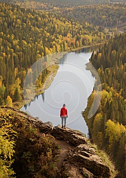 Viewpoint on Usva River in Ural Mountains. Perm Region, Russia