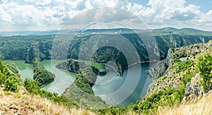 Viewpoint Vidikovac Molitva, with curved meanders in canyon of Uvac river, Serbia