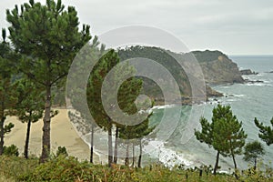 Viewpoint From Which You Can See Through The Trees Oleiros Beach On A Rainy Day. photo
