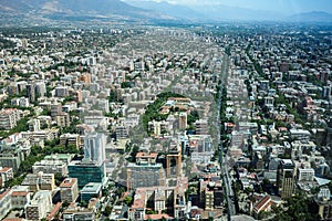 Views across the city of Santiago from the Gran Torre Santiago / Costanera Center