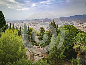 views from the alcazaba of the city of Malaga costa del sol andalusia