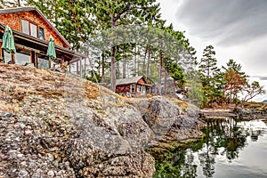 Views along the beautiful shorelines of the Gulf Islands off the shores of Vancouver Island photo