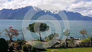 Views of the Alps, Lake Geneva, Montreux, Switzerland Switzerland