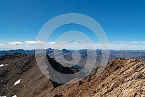 Views of the Argualas pass and peak algas from the  Garmo Negro in the Pyrenees