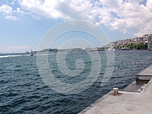 Views of the Bosphorus from the Dolmabahce palace, Istanbul, Turkey