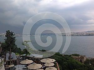 Views of the Bosphorus from the Topkapi palace, Istanbul, Turkey