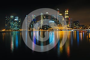 Views of business district Marina Bay, Singapore.