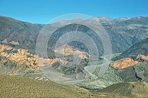 Views of colorful mountains from Tilcara