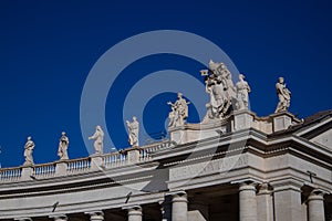 Views of columnata de Bernini buildings. Vatican City, Italy photo