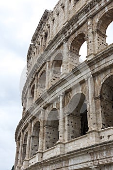 Views and details of the colosseum monument in rome