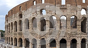 Views and details of the colosseum monument in rome