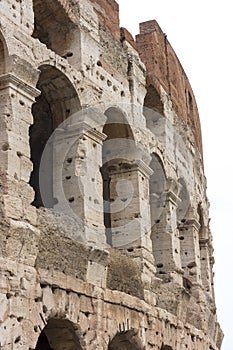 Views and details of the colosseum monument in rome