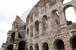 Views and details of the colosseum monument in rome