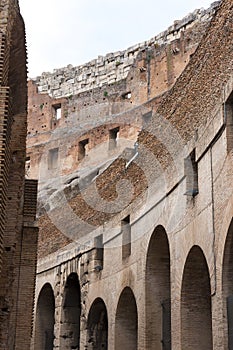 Views and details of the colosseum monument in rome