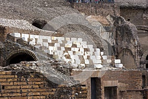 Views and details of the colosseum monument in rome