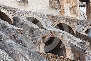 Views and details of the colosseum monument in rome