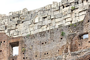 Views and details of the colosseum monument in rome