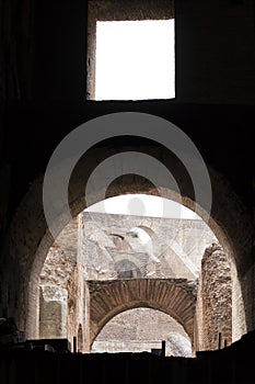 Views and details of the colosseum monument in rome