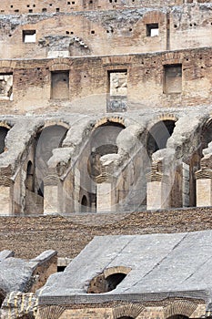 Views and details of the colosseum monument in rome