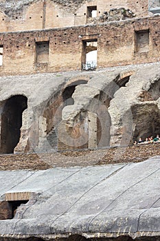 Views and details of the colosseum monument in rome