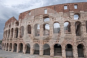 Views and details of the colosseum monument in rome